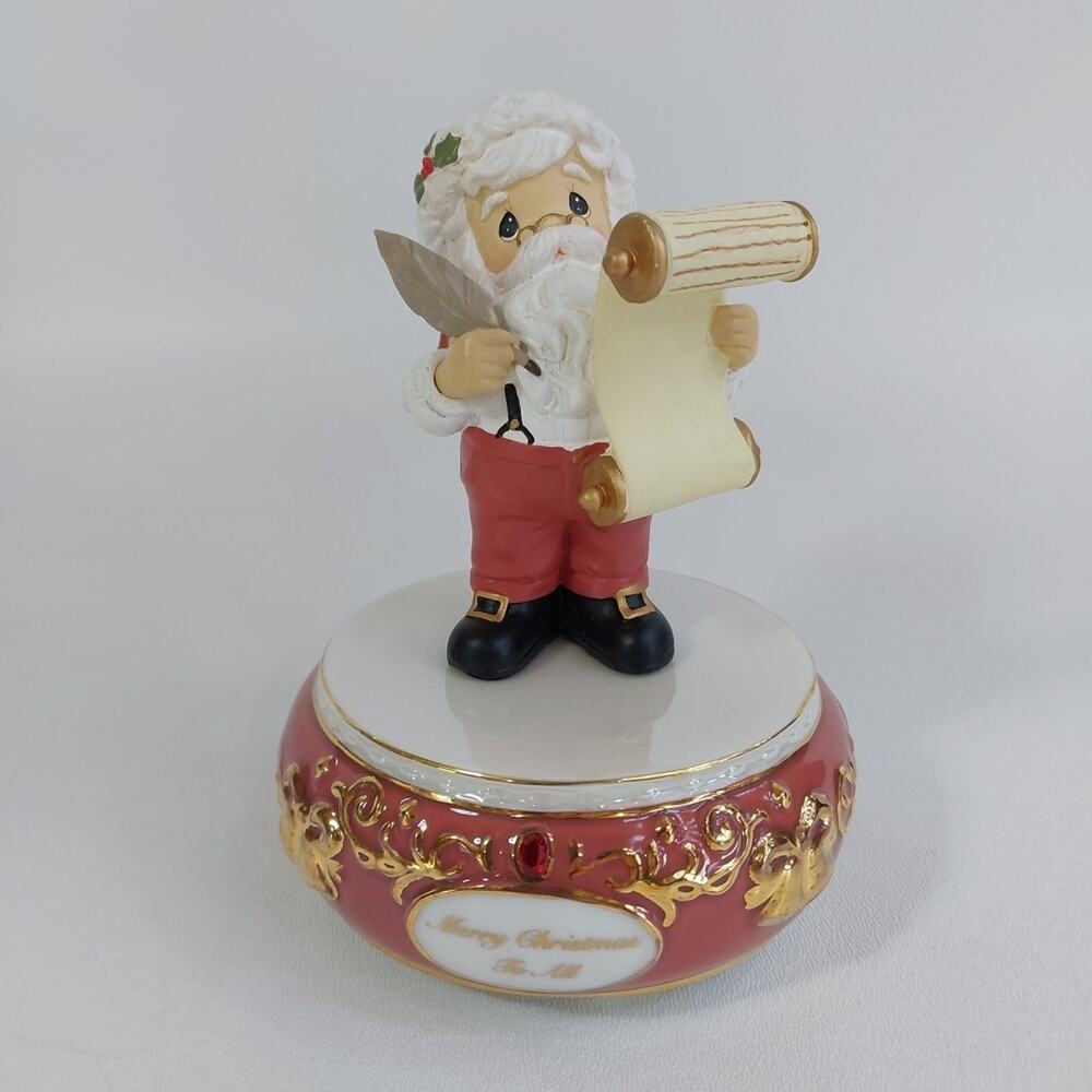 2010 Precious Moments Santa Checking His List Sankyo Musical‎ Box 111107